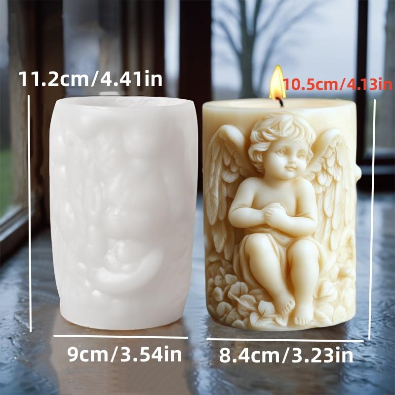 3D Flügel Engel Relief Zylinder Kerze Silikonform Ostern Engel Blume Statue Zylinder Harzform Bete für Engel Gipsformen