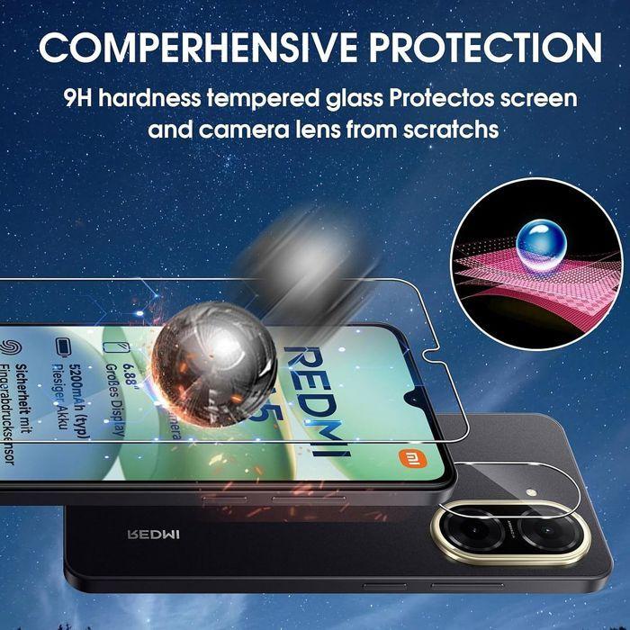 2 Verres Trempés Ecran et 2 Vitres Caméra Arrière pour Xiaomi Redmi A5 4G - Protection Anti-Rayures