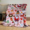 Christmas Santa Claus, Snowman, Wreath, Reindeer, and Stockings Pattern Reversible Flannel Throw Blanket - Digital Print, Soft