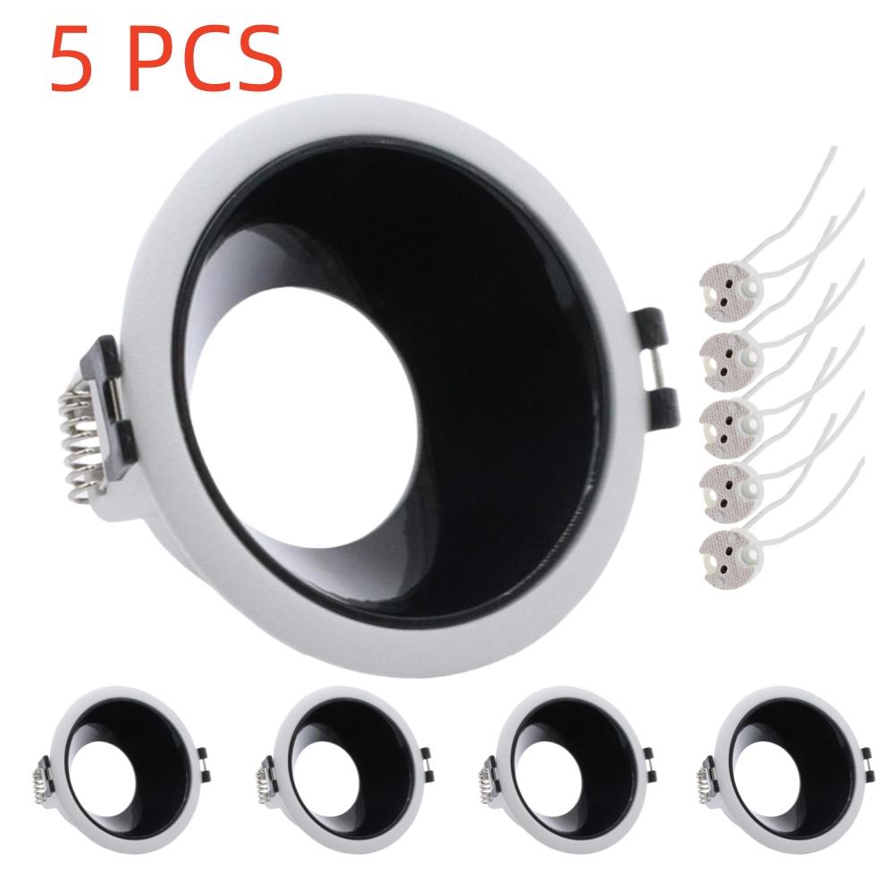 5 Pcs Ceiling Downlight Frame with MR16 Lamp Cap Modern Design Ceiling Spotlight Bedroom Recessed Round Spotlights for Bedroom