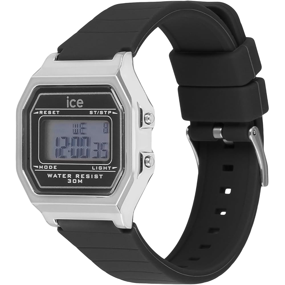 Ice Watch ICE Digit Retro Digital Watch Black Silver Small Women's