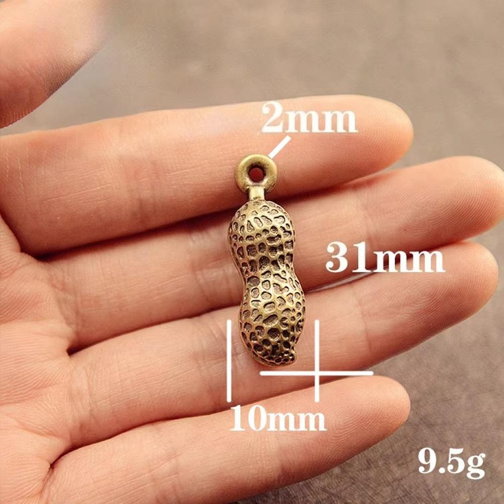 2pcs Vintage Brass Peanut Sculpture Biomimetic Ornament Creative Craft Gift Diy Keychain Pendant Decor