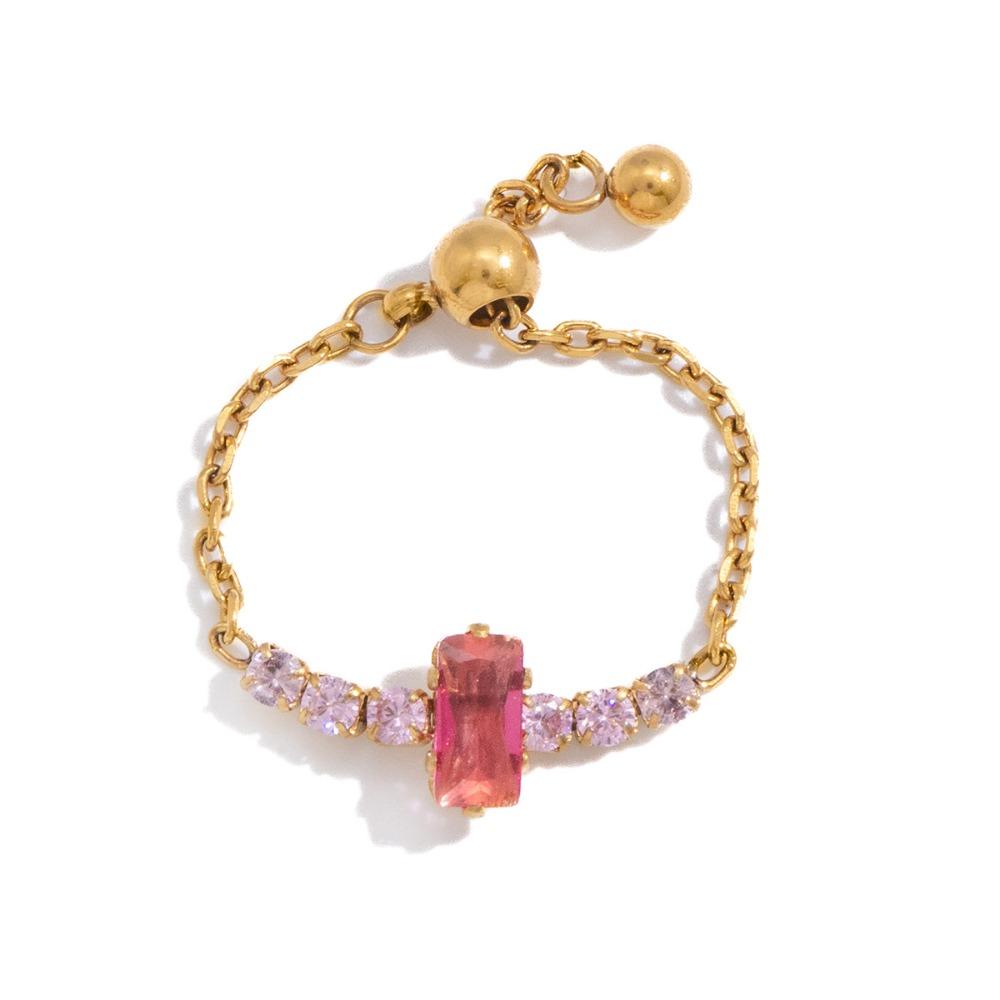 

Minimalist Adjustable Chain Ring Elegant Women Link Chain Ring Zirconia Chain Rings Wedding Style B