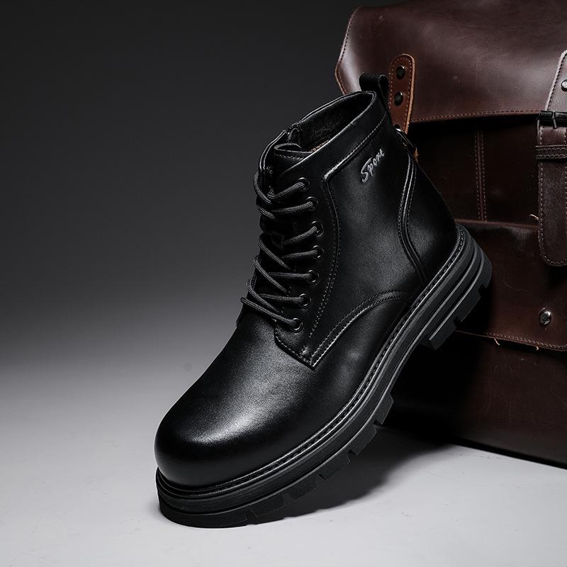 Men's 2025 British Style Retro Leather Boots - Thick Sole, Genuine Leather for Autumn/Winter