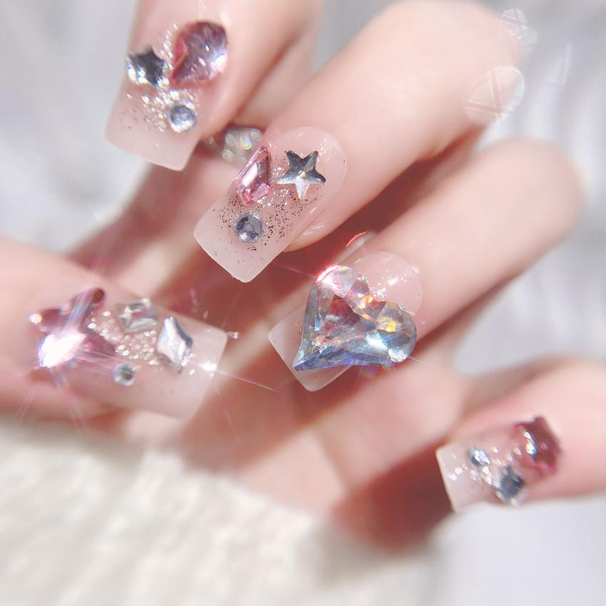 Fashion Nail Handworn Delicate Rhinestones Classic Detachable Nail Patch Style