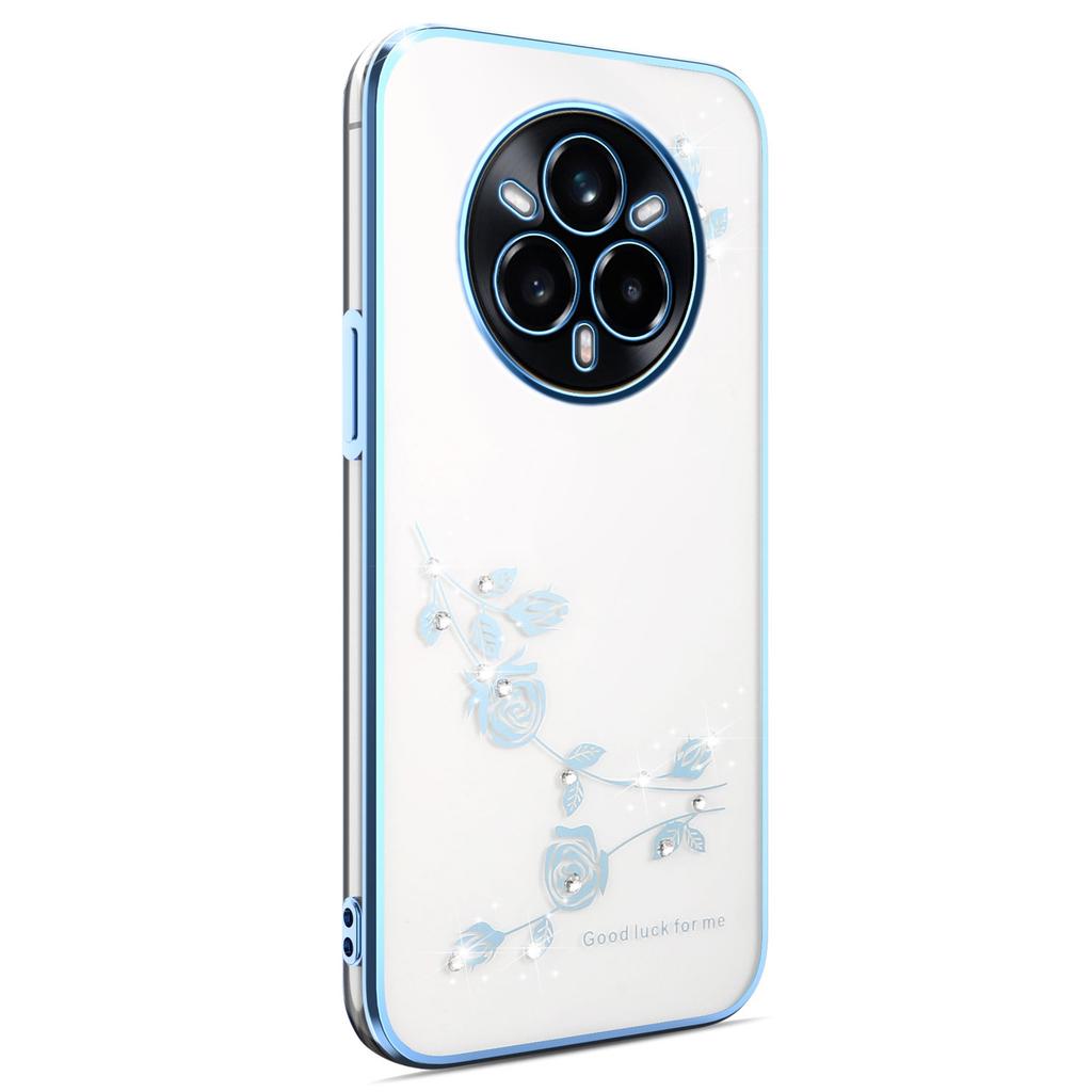 KADEM For Realme 14 Pro 5G Case Flower Rhinestone Decor Electroplating TPU Phone Cover