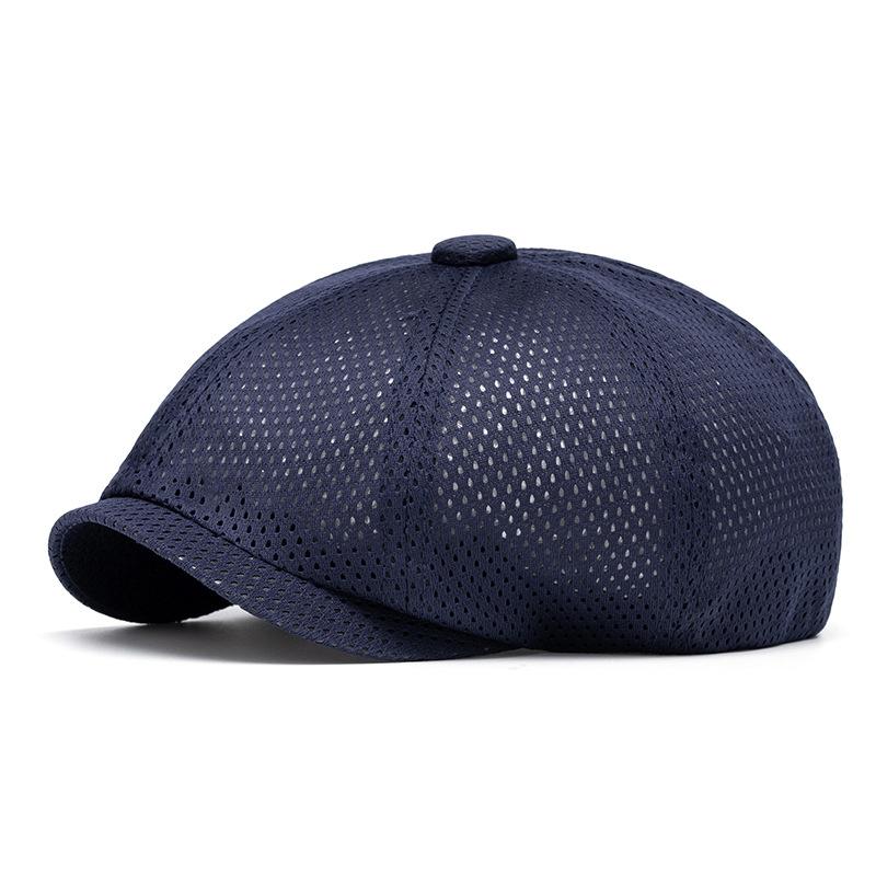 Summer Thin Breathable Mesh Cap Men's Hollow Cap Outdoor Sun Protection Sun Hat British Beret Octagonal Cap