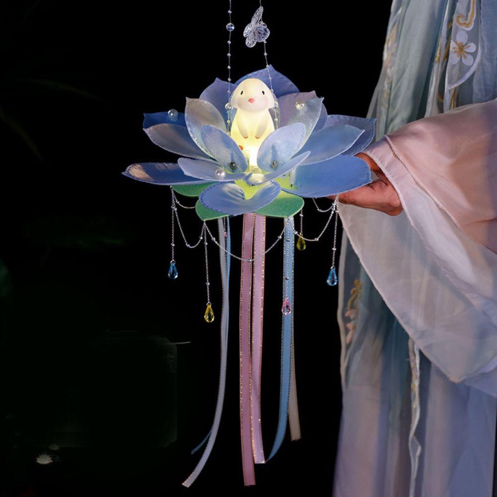 Blossom Lotus Flower Lanterns Glowing Rabbit Lotus Lantern  Festival Gift