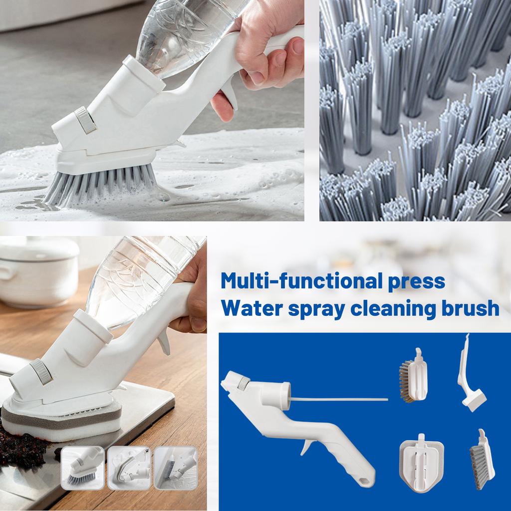 Multifunctional Press Water Spray Cleaning Brush Kitchen Stove Sponge Brush Wall Tile Brush Glass Wiper Brush