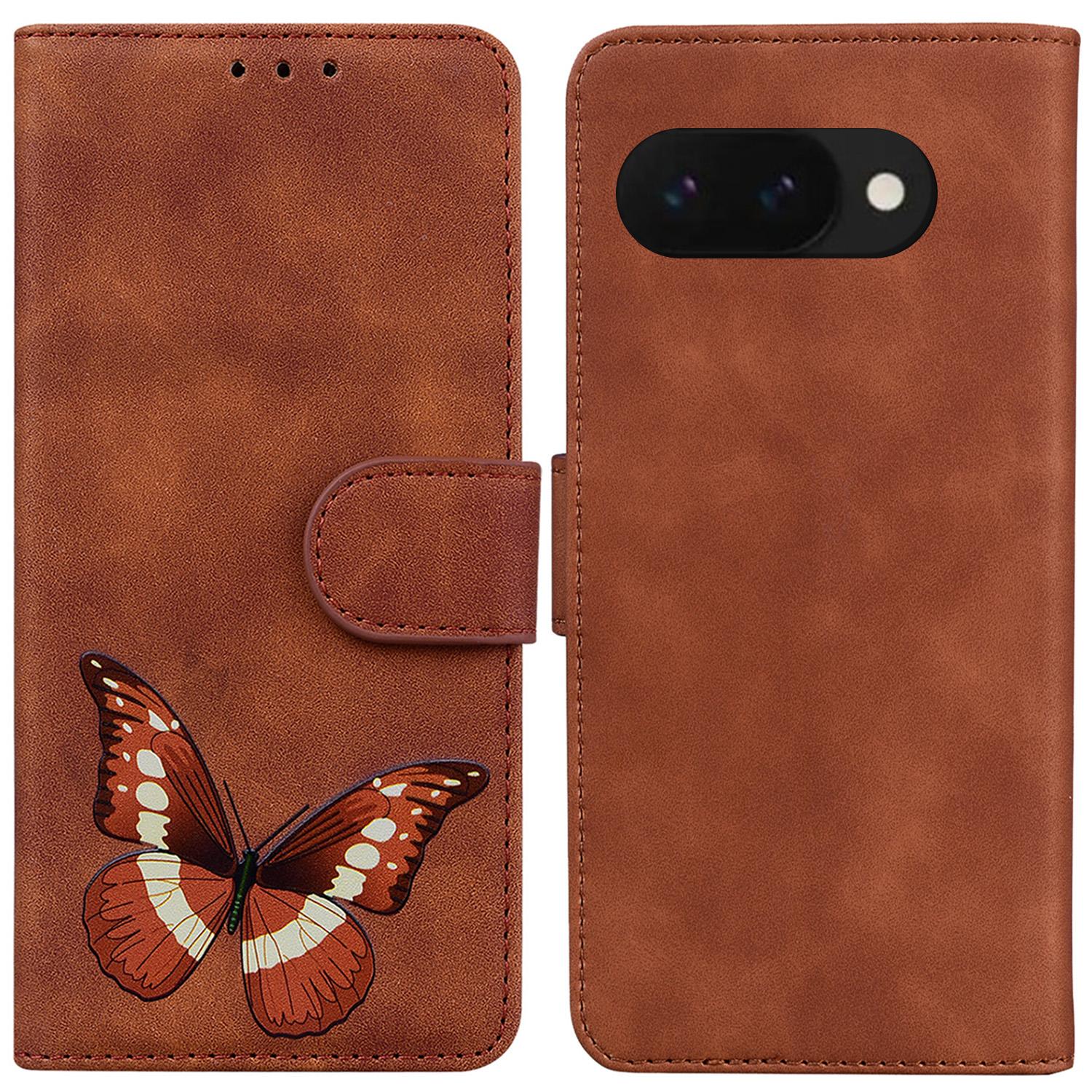 

For Google Pixel 9a Stand Case PU Leather Phone Cover Butterfly Printed B