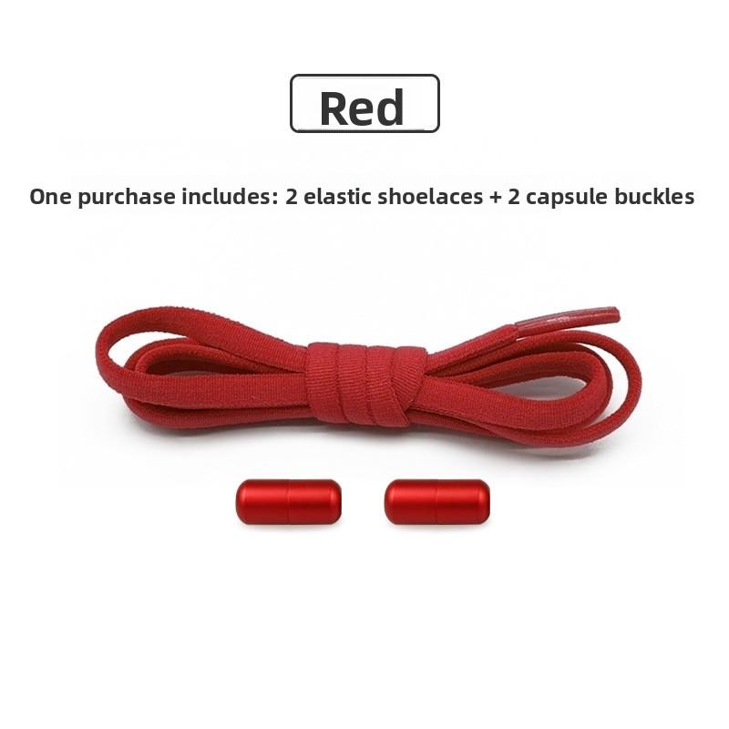 

Elastic color semi-round capsule free tie shoelaces, metal buckle lazy shoelaces no tie shoelaces, shoe accessories червоний