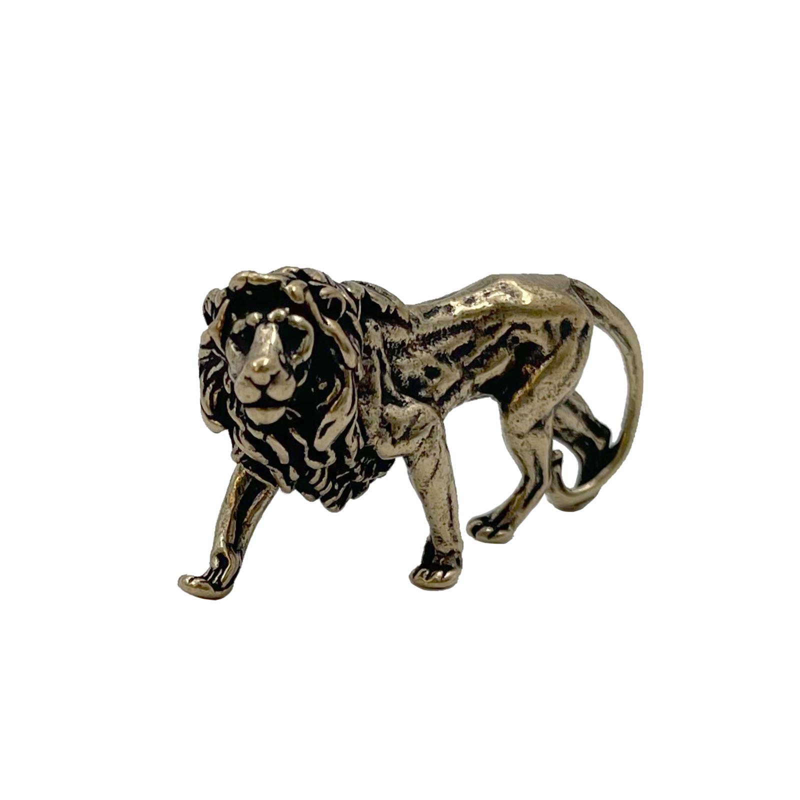 1pc 3D Mini Lion Casting Animal Figurine Retro Style Metal Sculpture Home Office Room Desktop Decoration Collect Ornaments Gift 1PCS