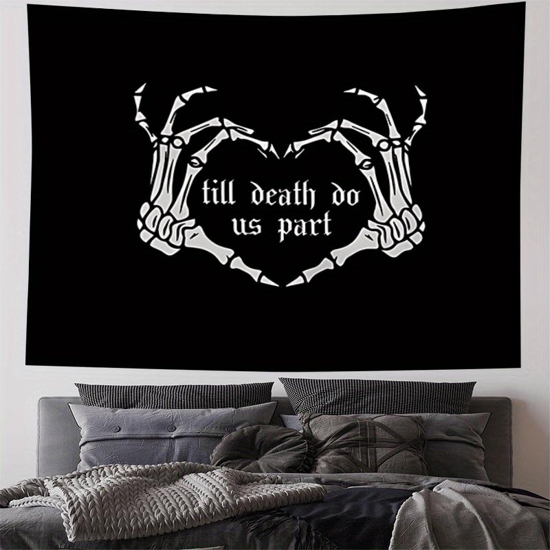 VIKAMA Dark Oath Skeleton Hand Tapestry with Jointed Heart Effects Gothic Style Bedroom Theme Room Decor 40X60CM(1.3X2FT