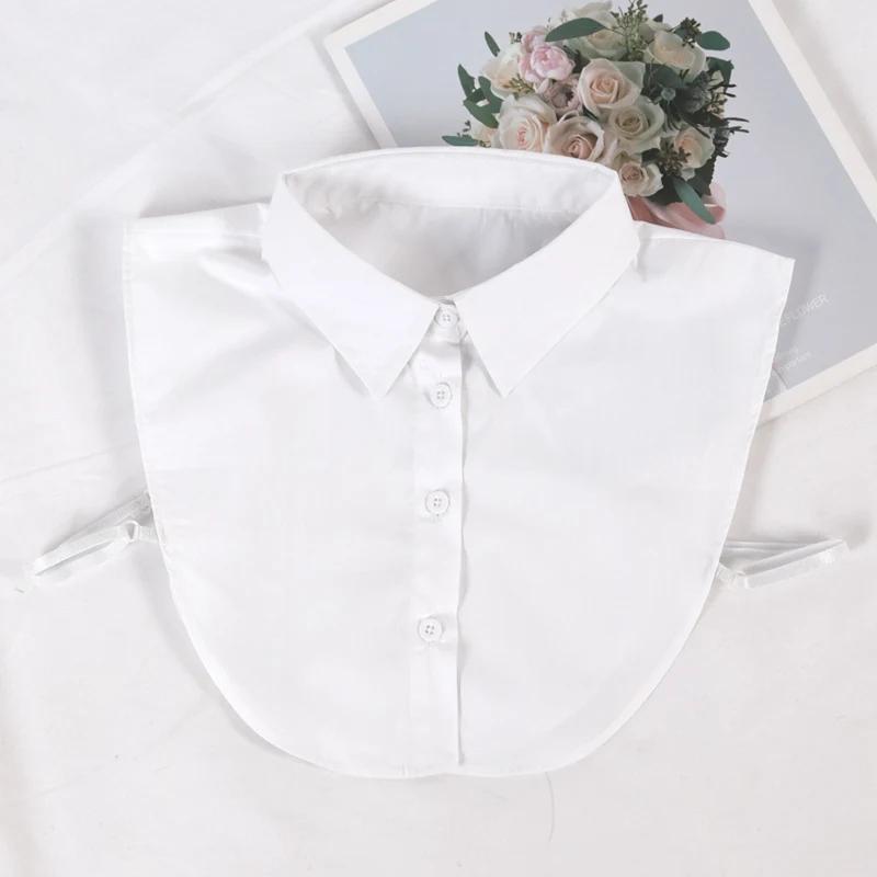 Damen Frühling Herbst Baumwolle Weiß Vertikal Kleiner Umlegekragen Vielseitiges Hemd Pullover Mode Falschkragen Kleidung Accessoires