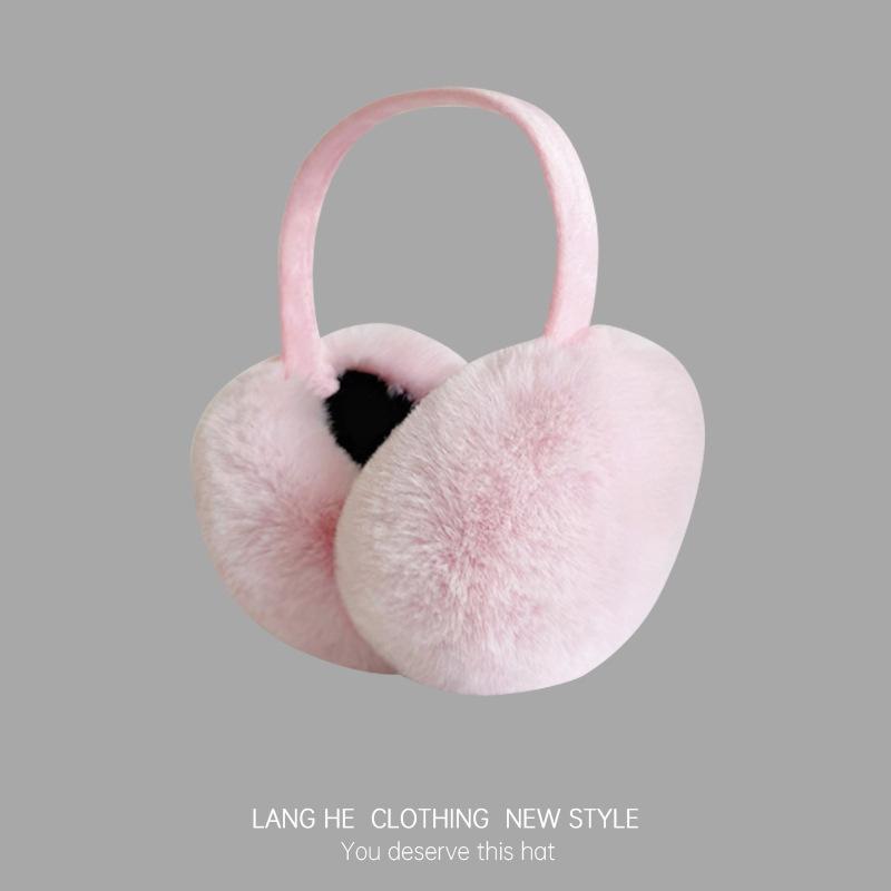 Pluszowe Ciepłe Nauszniki Damskie Słodkie Nauszniki Zimowa Ochrona Uszu Zimoodporne Zimowe Jednokolorowe Ocieplacze na Uszy Składane Jesienno-Zimowa Torba na Uszy Duże