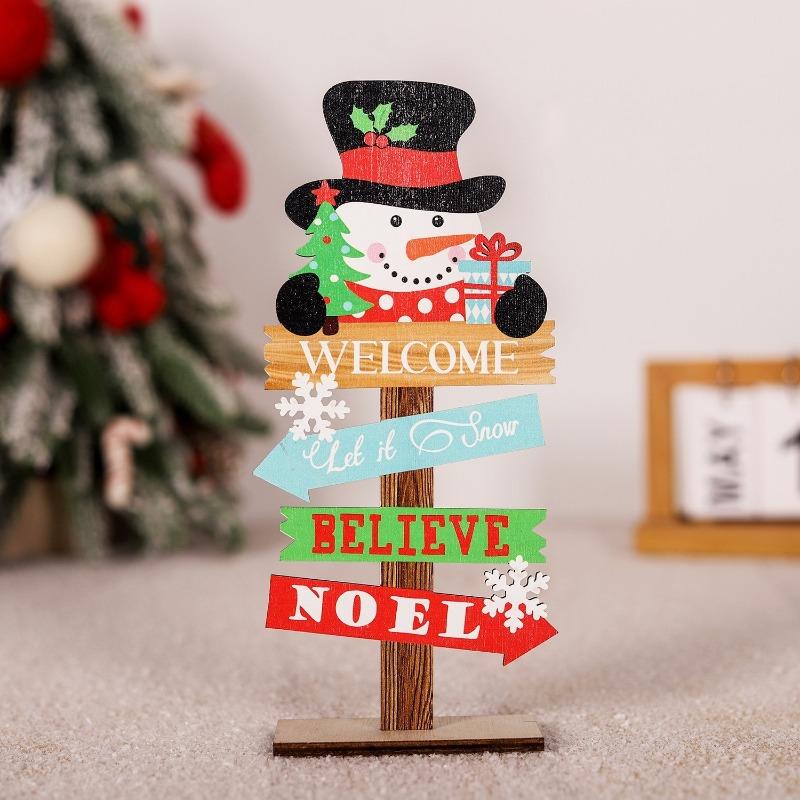 Hot sale new Christmas decoration wooden letter desktop decoration old man snowman elk wooden ornament