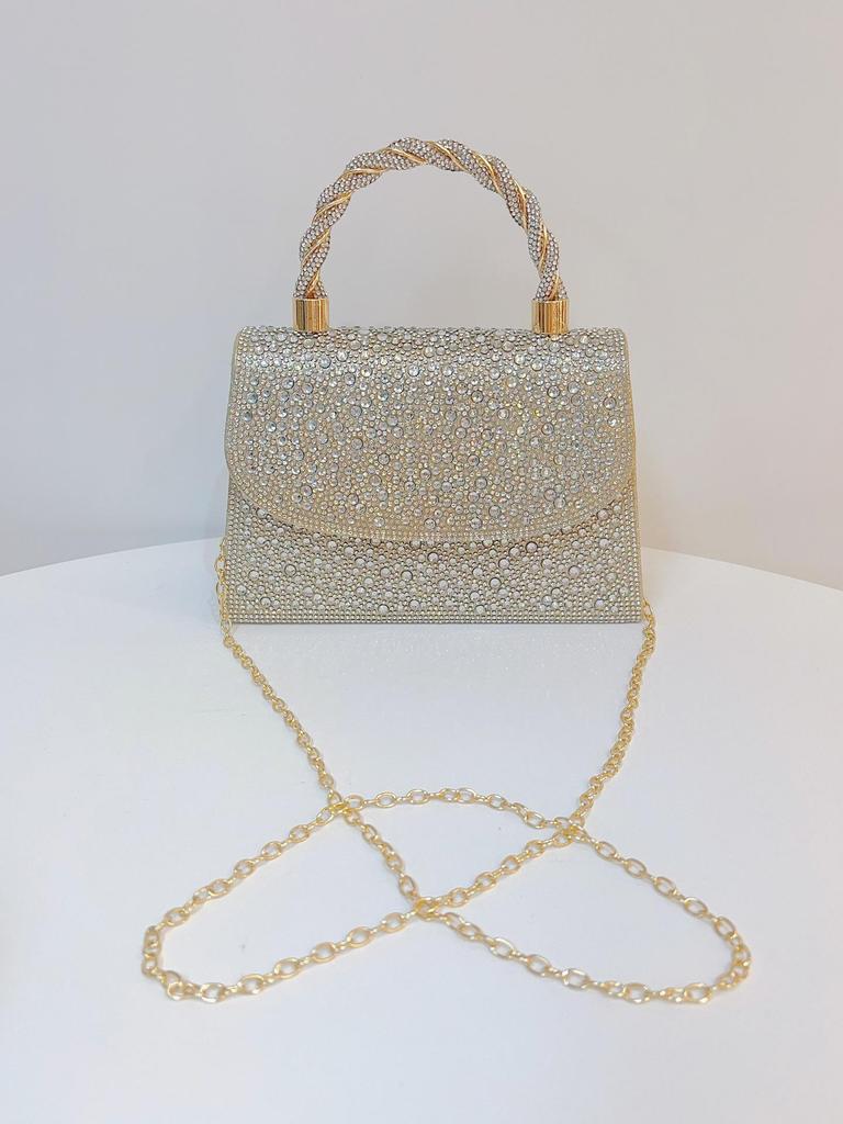 Elegant French Diamond Rhinestone Evening Handbag