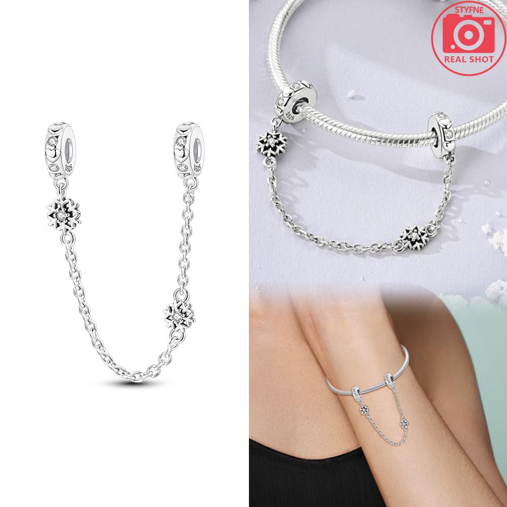 Copper Original Purple Zircon Flower Fixed Chain Snowflake Cat Beads Fit Charms Bracelet Women Diy Friend Gift Jewelry