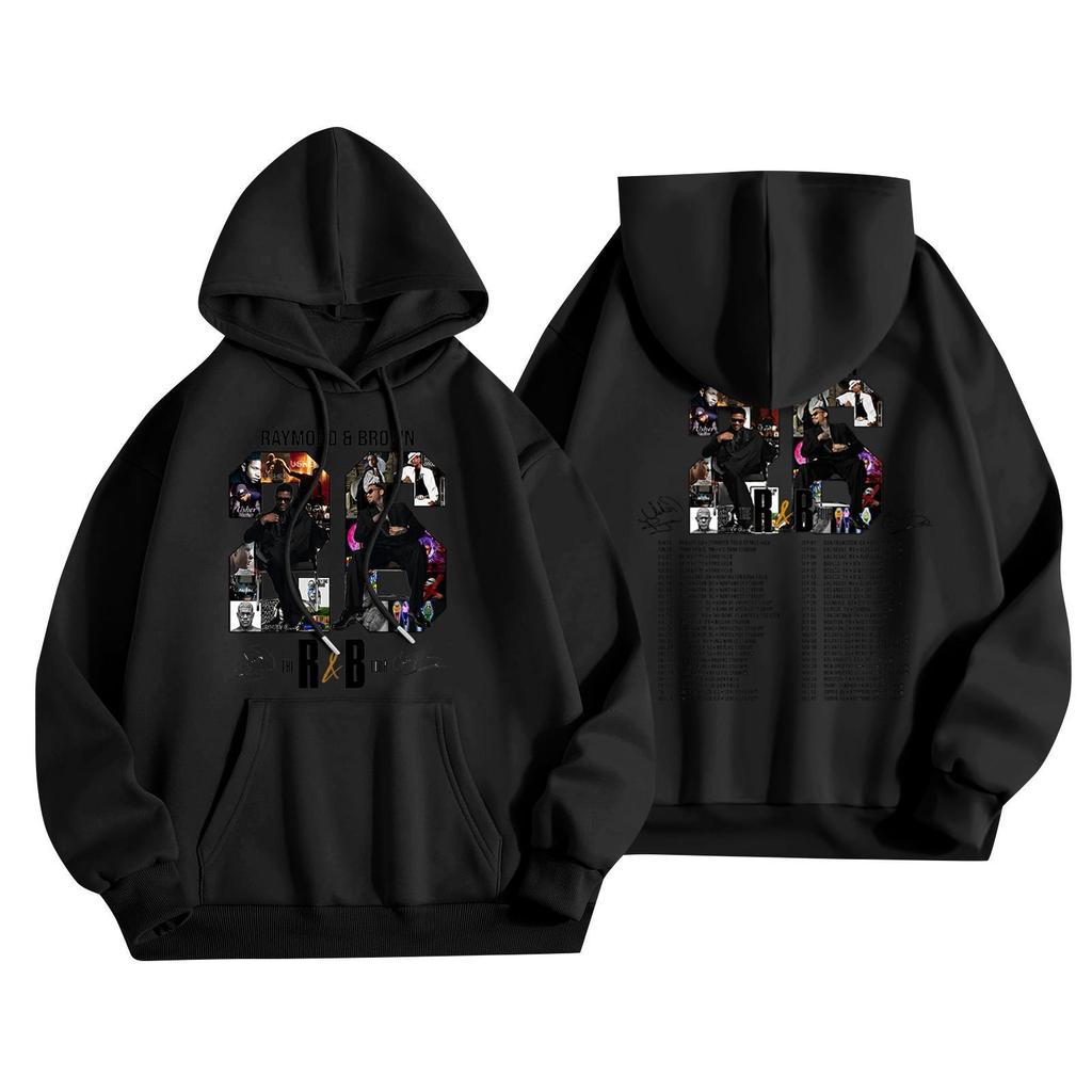 Unisex Casual Hooded Pullover Sweatshirt Long Sleeve Loose Fit Letter Print