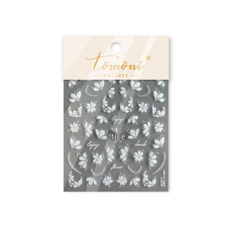 

Tomoni Shell Light Luxury Floral Nail Stickers: Golden Cherry Blossom