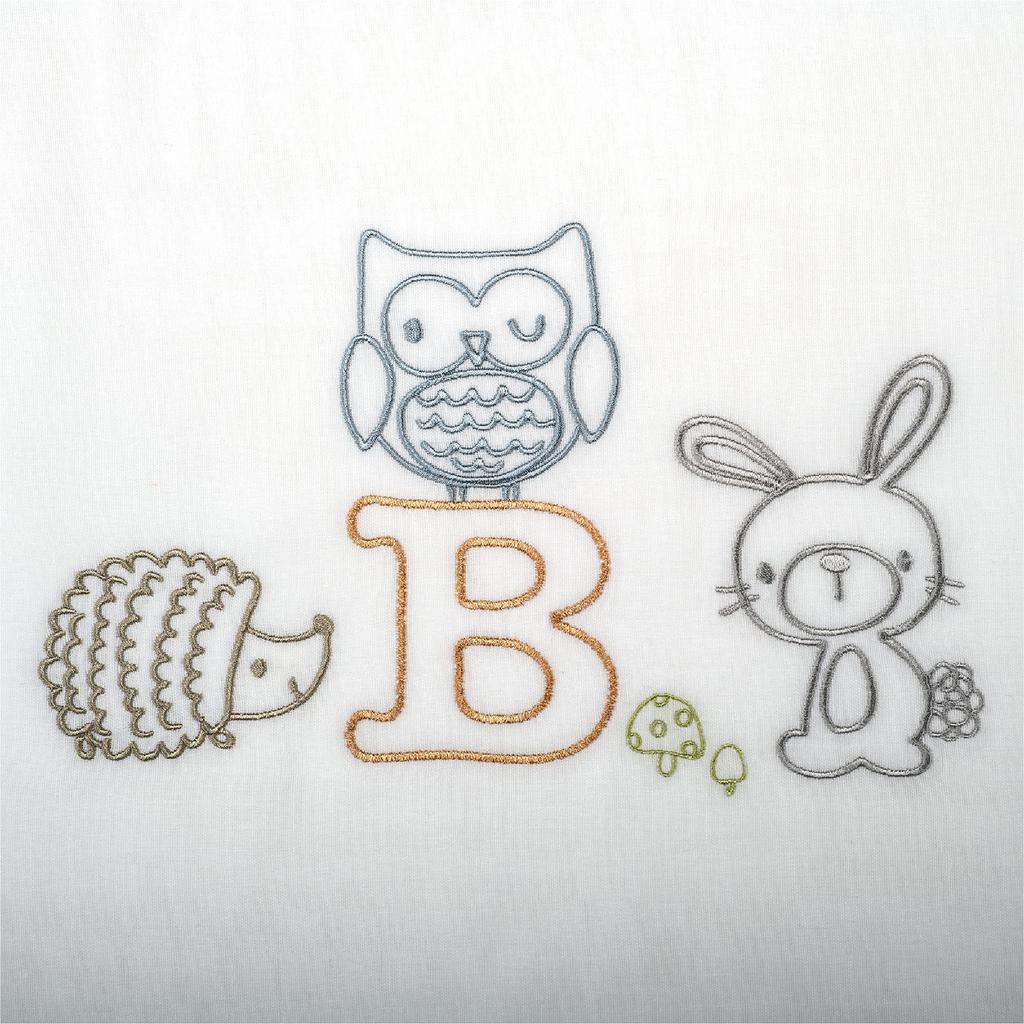 Nishikawa Synthetic Cover Baby Comforter Set 102 x 128 cm Cute Animal Embroidery Design at the Foot Animal Made in Japan White WF52353000 6-Piece