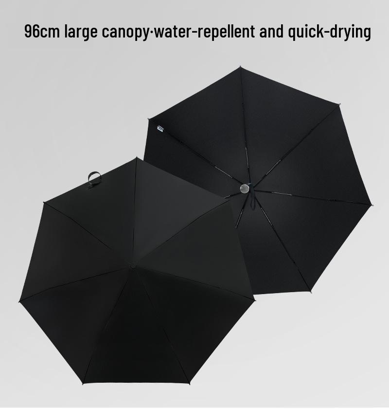PARACHASE Ultralight 7-Rib Automatic Umbrella with 30D Black Coating for UV Sun Protection
