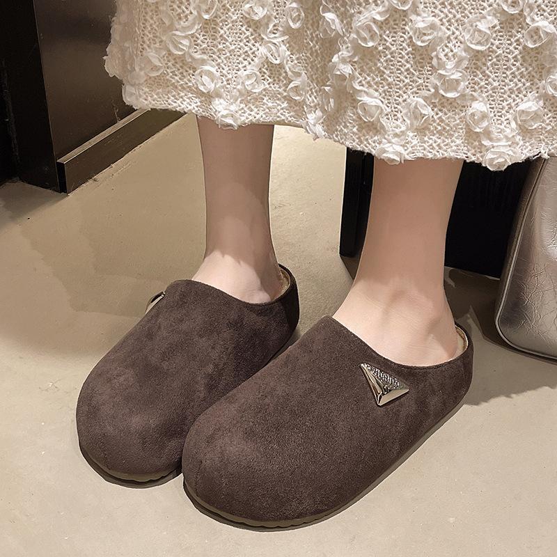 

Ms. Baotou Lightweight and Comfortable a Footstirrup Heightening Winter Warm Cold Padded Non-slip Wear-resistant Leisure Cotton Semi-slippers 40 коричневий