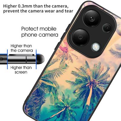 Für Xiaomi Redmi Note 13 Pro 4G/Poco M6 Pro 4G Musterdruck Hülle Gehärtetes Glas TPU Schlanke Handyhülle