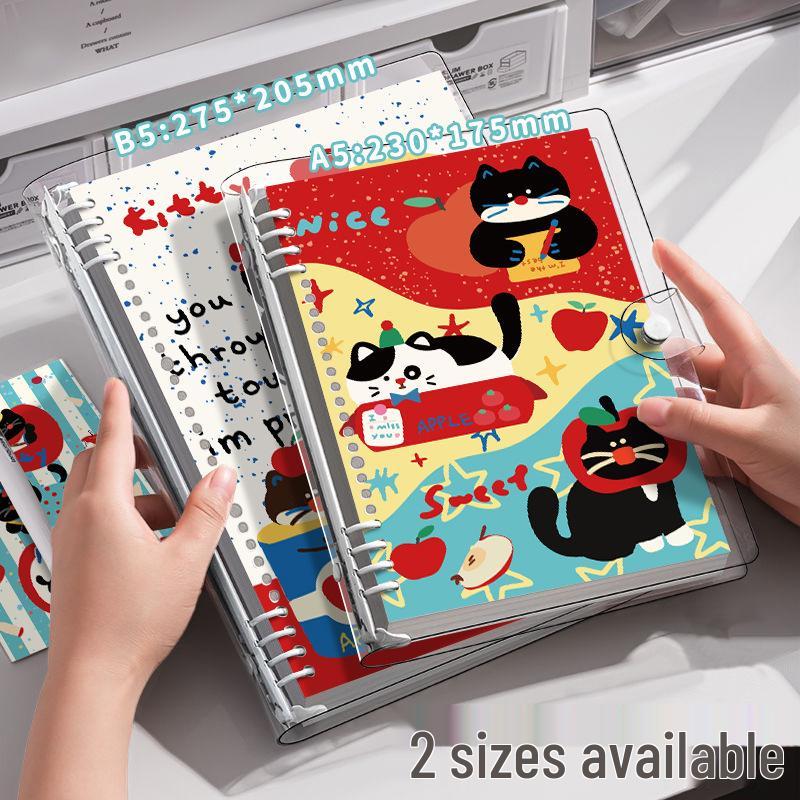 A5 Soft Shell PVC Kitty Apple Pie Ring Binder Student Notebook