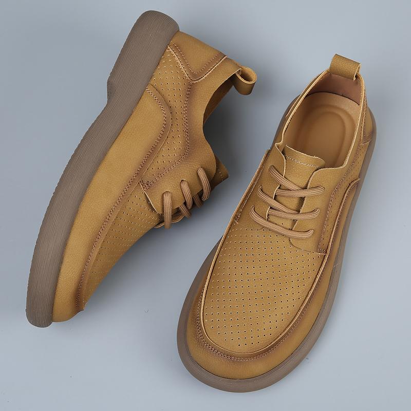 Brand New Men's Comfortable Genuine Leather Business Casual Leather Shoes Fashion Outdoor Men's Hollow Breathable Sports Shoes