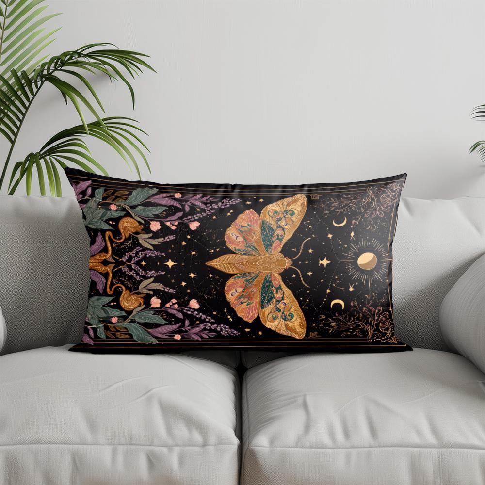 Home Decor Elegant Gold Floral Rectangle Pillow Suitable For Sofa Bedroom Car Pillow Cover Cushion Rectangular Back Cushion