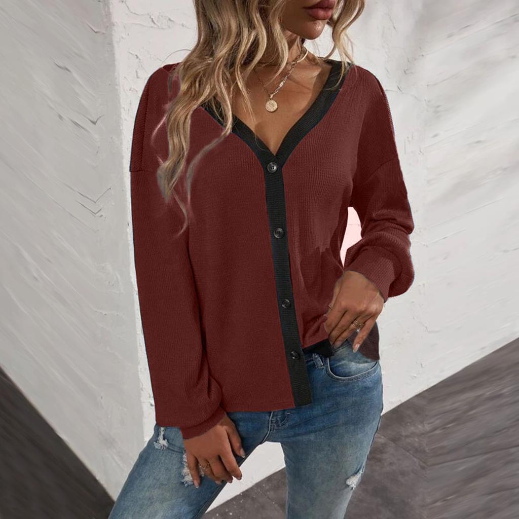 Women's Fashion Casual Single Breasted Cardigan Color Long Sleeve Jacket
