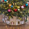 Gingerbread House Christmas Tree Collar Tree Skirt, LED Christmas Light Up Tree Skirt