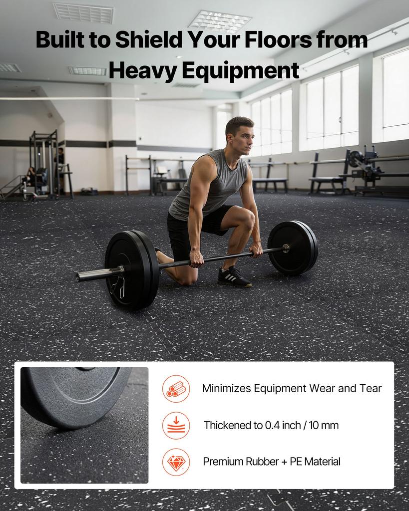 VEVOR Puzzle Exercise Mat, 24 PCS Fitness Equipment Mats, 610 X 610 X 10 Mm, High-Density EVA Foam Mat Set, Interlocking Rubber Soft Tiles
