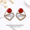 Stud Earrings For Women With Green White Bead Rhinestones For Daily Wear Office Banquet Parties