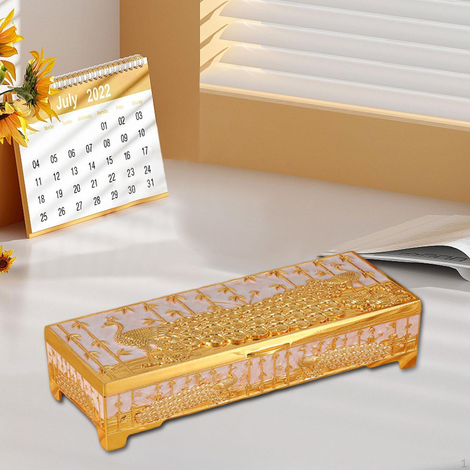 

Шкатулка для украшений для женщин Органайзер Тисненый Универсальный кейс для хранения Сплав цинка Браслет Кольца Серьги розовый