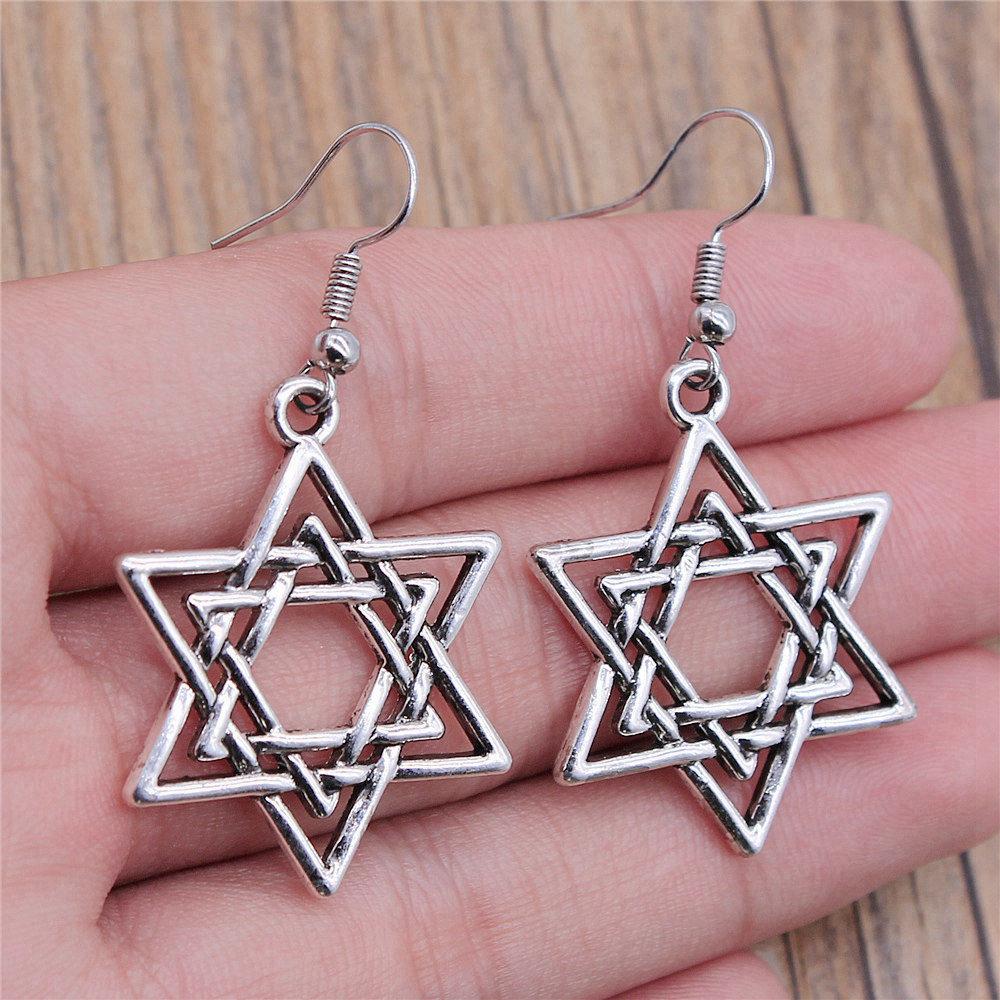 Drop & Dangle Earring Celtic Hexagram Kids' Jewelry MaterialsEarring Size 18x19mm QE006