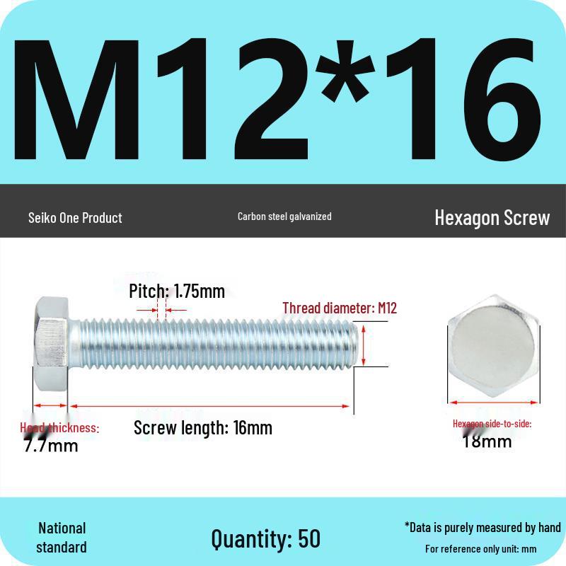 8.8 Grade Galvanized Hex Head Bolt, High-Strength M4-M30
