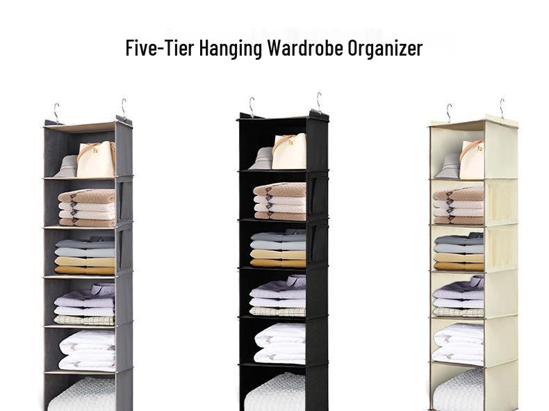 Multi-layer Foldable Non-woven Hanging Storage Bag for Wardrobe