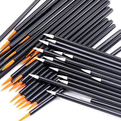 50pcs Black Handle Eyeliner Brush Reusable Gel Liner Nail Art Brushes Painting Pen Beauty Makup Tools