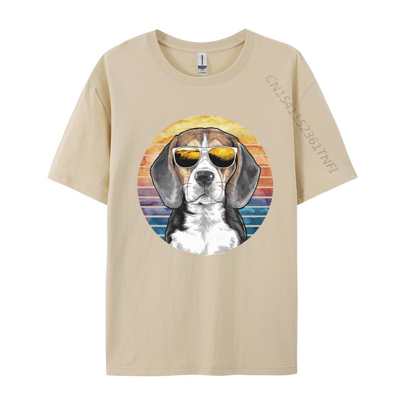 Beagle Mit Sonnenbrille T-Shirt T-Shirts Für Männer T-Shirt Rundhals Reine Baumwolle T-Shirts Oberteile Tees Top Qualität