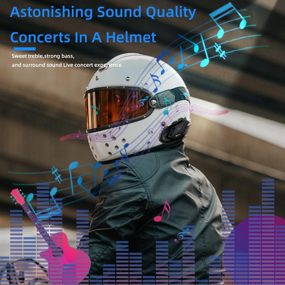 WAYXIN KT-1 Motorradhelm-Headset Bluetooth 5.0 Moto Freisprecheinrichtung Drahtloses Headset-Kommunikatorsystem Wasserdichtes Motorrad