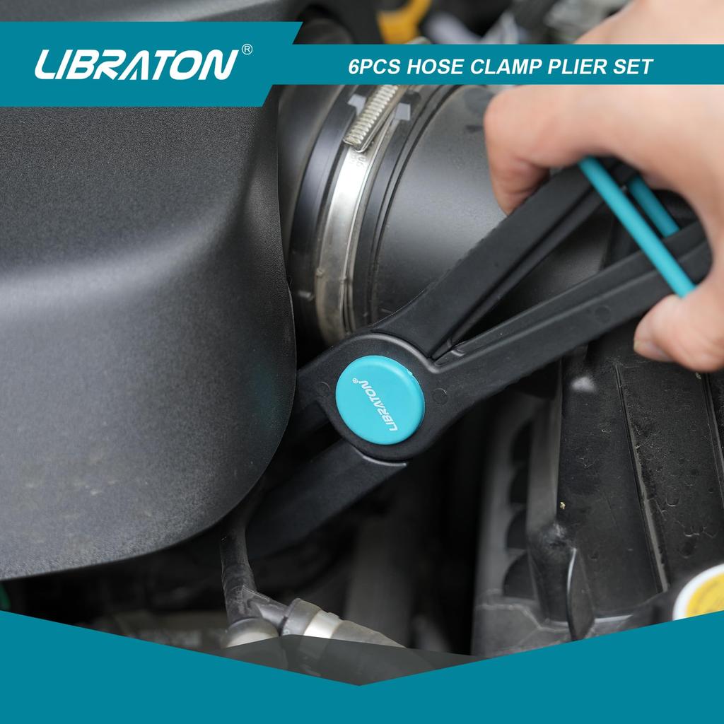 LIBRATON Hose Clamp Set of Line Hose Hose Straight and Hose Clamps for Brake Fuel Silicone Radiator and Flexible Automotive Repair Tools Pliers, 6,