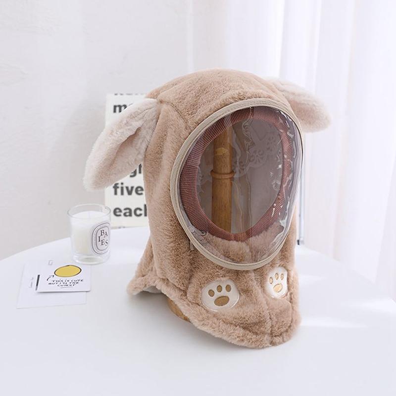 

Детская ветрозащитная маска со встроенной шапкой, милые ушки кролика, с плюшем для тепла, зимняя шапка для детей, для аксессуаров мотоцикла хаки