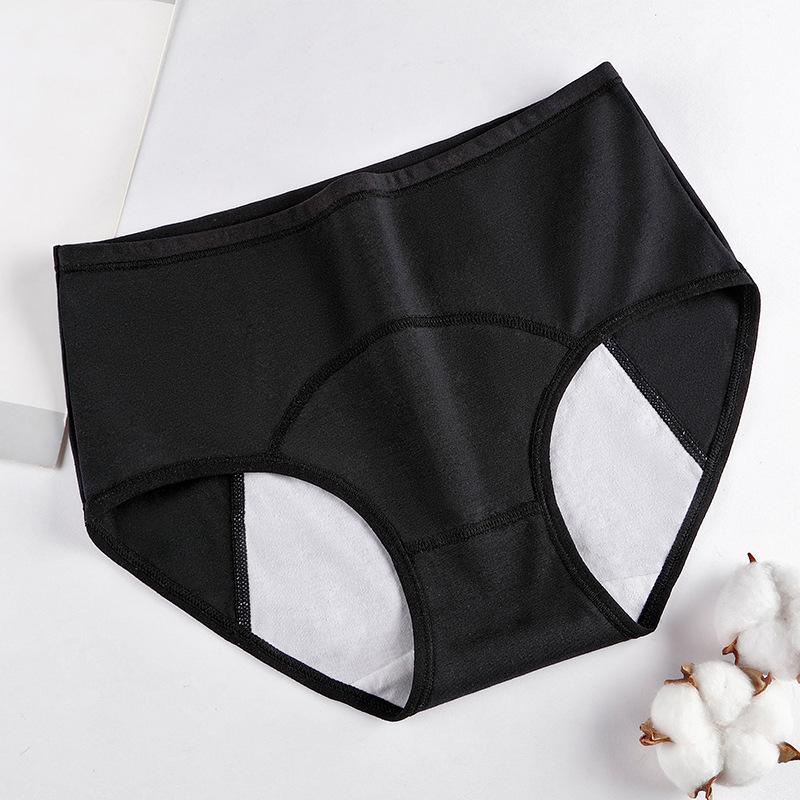 Women's Cotton Menstrual Underwear Leak Proof Period Panties High Waist Breathable Absorbent Sanitary Protection Underpants