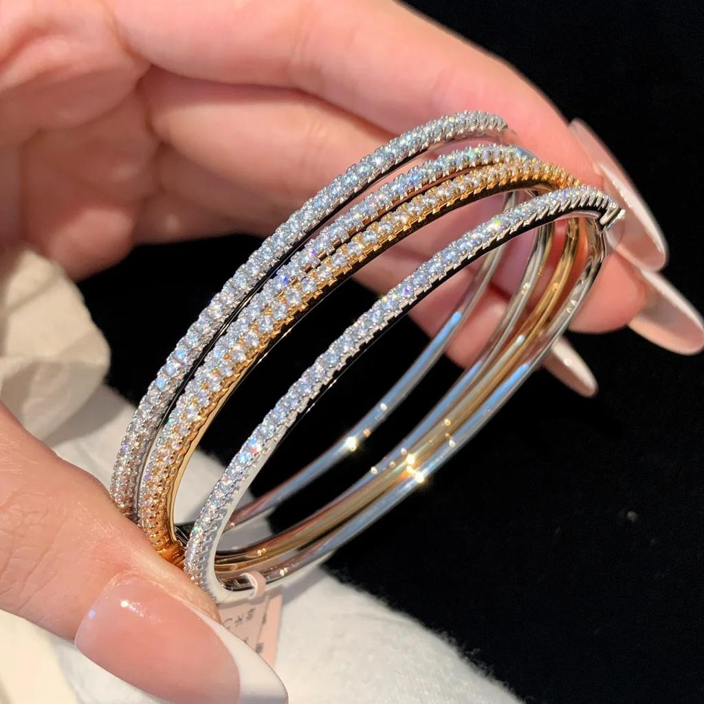 Circle Diamond Bracelet Women's Fashion Light Luxury Niche Exquisite Broken Diamond Zircon Row Diamond Gypsy Star Full Diamond Flash Diamond Bracelet