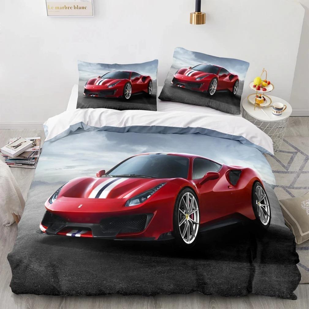 Sports Car Bedding Sets 3D Digital Printed Duvet Cover Sets Full Size,For Teens Boys 2/3pcs Polyester Quilt Cover
