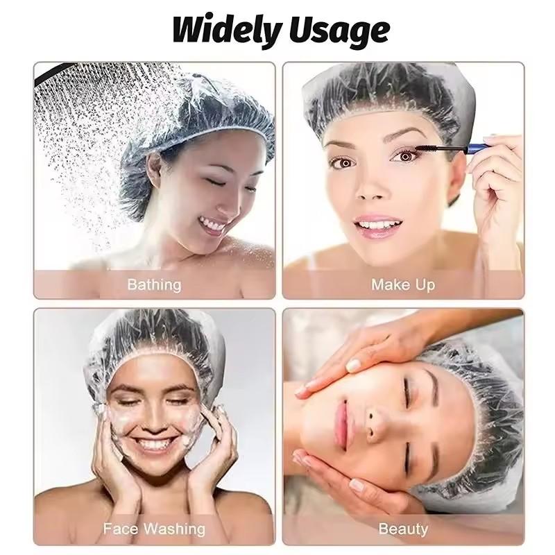 100-300 Pcs Disposable Shower Cap Covers Bathroom Accessories Transparent and Waterproof Disposable Hair Caps Bathroom Products