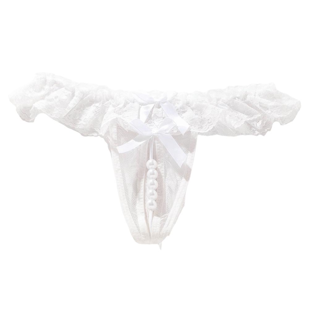 Mesh Hollow Lace Pearl Panties Low Waist See-through Thong Fashion Underwear for Women  Gifts