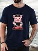Pig Butcher Cutting Steak Graphic Unisexs Crew Neck Short Sleeve Tee Soft Summer Streetwear Top For Unisex Daily Outdoor Casual Wear